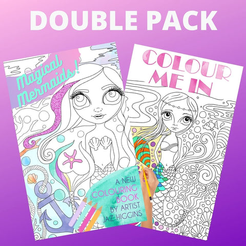 Colouring Book 2 PACK - "Magical Mermaids" + "Colour Me In"