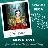 "Snow White in the Enchanted Forest" 500 or 1000 Piece Jigsaw Puzzle